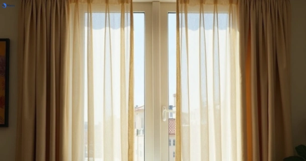 Dusty and dull curtains in lurnea-nsw before steam cleaning
